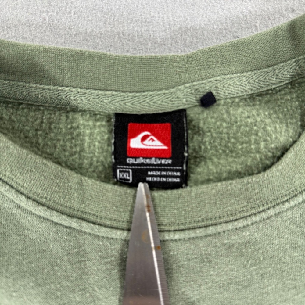 Quiksilver Mens XXL Olive‎ Green Fleece Crewneck Logo Sweatshirt Pullover - Picture 4 of 8